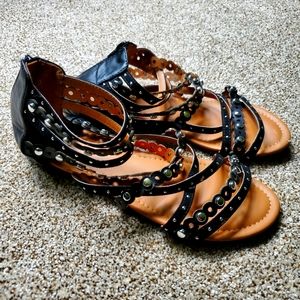 Rue21 Boho Studded Strappy Black Sandals Size 10
